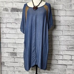 Casual Blue Denim Tunic Top